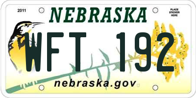NE license plate WFT192