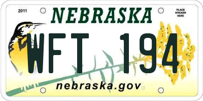 NE license plate WFT194