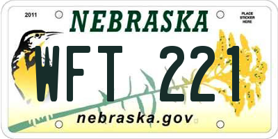 NE license plate WFT221