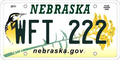 NE license plate WFT222