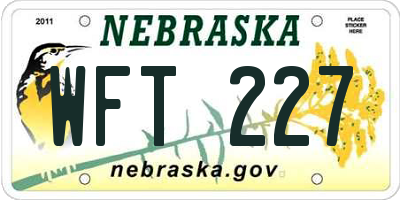 NE license plate WFT227