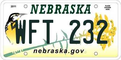 NE license plate WFT232