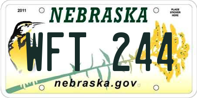 NE license plate WFT244