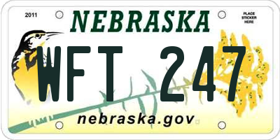 NE license plate WFT247