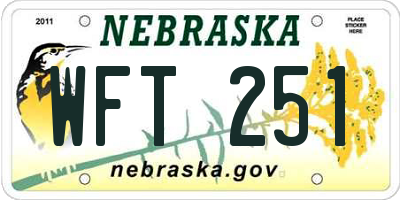 NE license plate WFT251