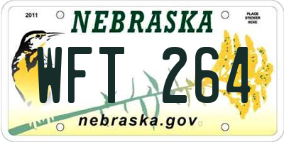 NE license plate WFT264