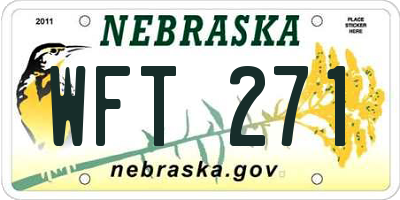 NE license plate WFT271