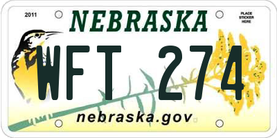 NE license plate WFT274