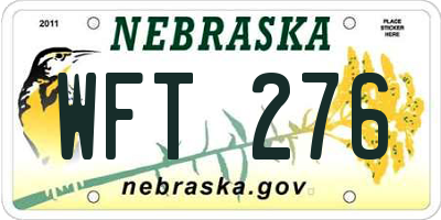 NE license plate WFT276