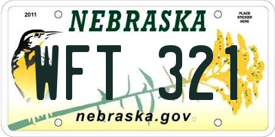 NE license plate WFT321