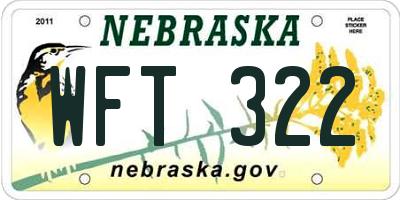 NE license plate WFT322