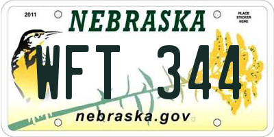 NE license plate WFT344