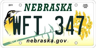 NE license plate WFT347