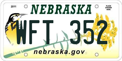 NE license plate WFT352