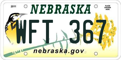 NE license plate WFT367