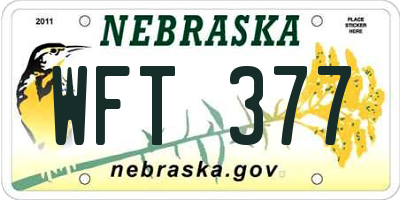 NE license plate WFT377