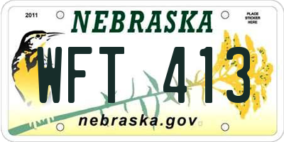 NE license plate WFT413