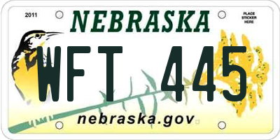 NE license plate WFT445
