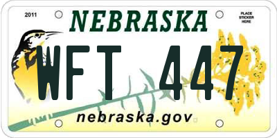 NE license plate WFT447