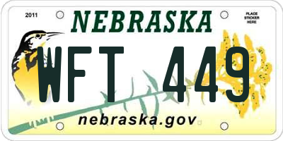 NE license plate WFT449