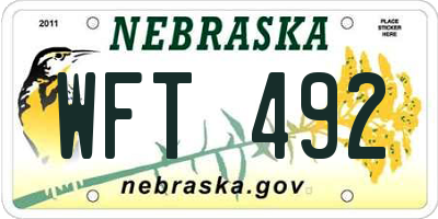 NE license plate WFT492