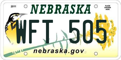 NE license plate WFT505