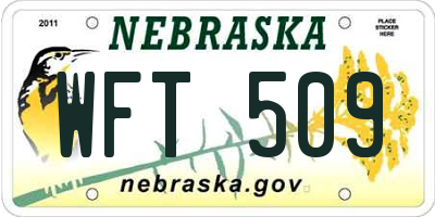 NE license plate WFT509