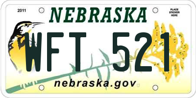 NE license plate WFT521