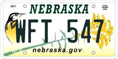 NE license plate WFT547