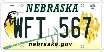 NE license plate WFT567