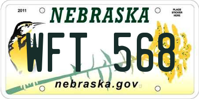 NE license plate WFT568