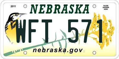 NE license plate WFT571