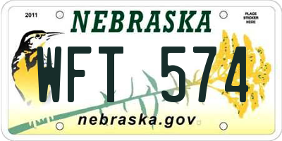 NE license plate WFT574