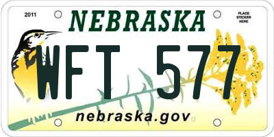 NE license plate WFT577