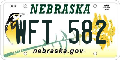 NE license plate WFT582