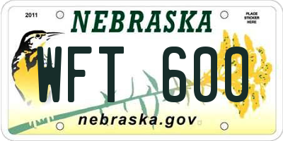 NE license plate WFT600