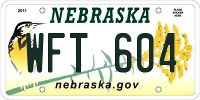 NE license plate WFT604