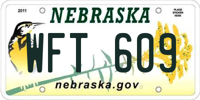 NE license plate WFT609