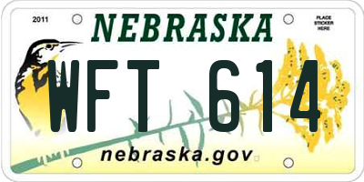 NE license plate WFT614