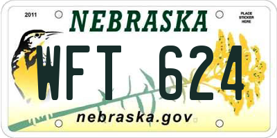 NE license plate WFT624