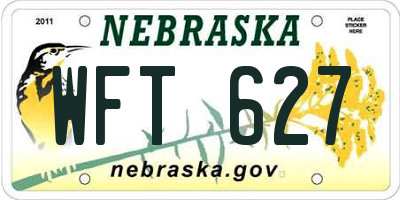NE license plate WFT627