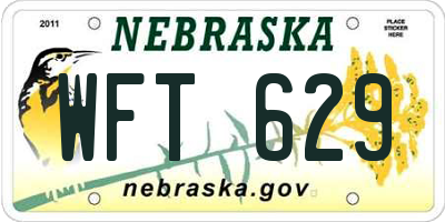 NE license plate WFT629