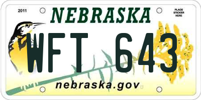 NE license plate WFT643