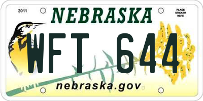 NE license plate WFT644