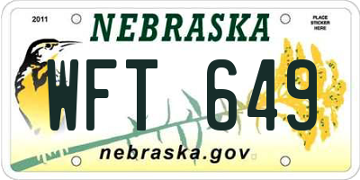 NE license plate WFT649