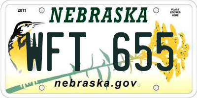 NE license plate WFT655