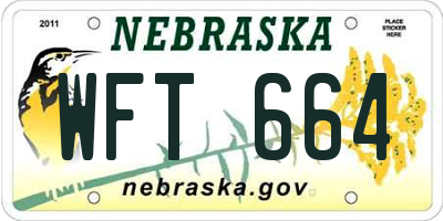 NE license plate WFT664