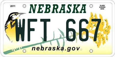NE license plate WFT667