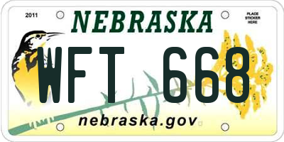 NE license plate WFT668