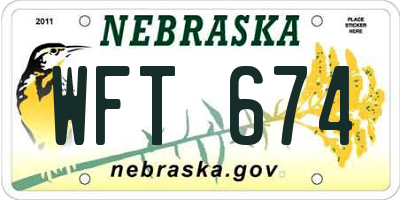 NE license plate WFT674